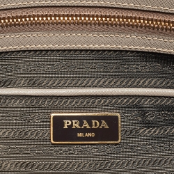 Pre Owned Prada Grey Saffiano Leather Large Galleria Double Zip Tote
