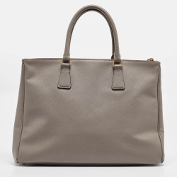Pre Owned Prada Grey Saffiano Leather Large Galleria Double Zip Tote