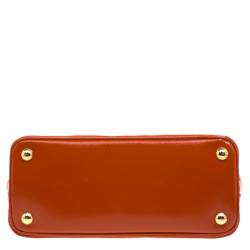 Pre Owned Prada Orange Saffiano Vernic Leather Small Promenade Crossbody Bag