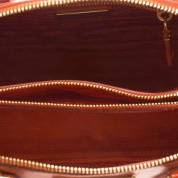 Pre Owned Prada Orange Saffiano Vernic Leather Small Promenade Crossbody Bag