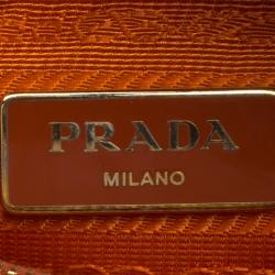 Pre Owned Prada Orange Saffiano Vernic Leather Small Promenade Crossbody Bag