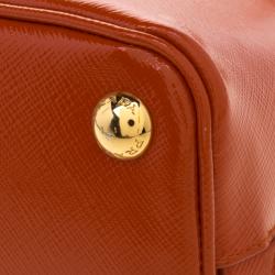 Pre Owned Prada Orange Saffiano Vernic Leather Small Promenade Crossbody Bag