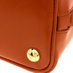 Pre Owned Prada Orange Saffiano Vernic Leather Small Promenade Crossbody Bag