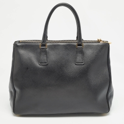 Pre Owned Prada Black Saffiano Lux Leather Large Double Zip Tote