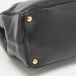 Pre Owned Prada Black Saffiano Lux Leather Large Double Zip Tote