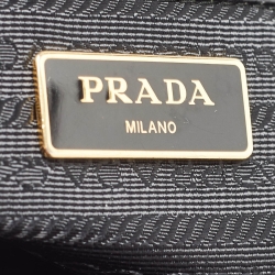 Pre Owned Prada Black Saffiano Lux Leather Large Double Zip Tote