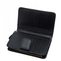 Pre Owned Prada Black Saffiano Metal Leather Zippy Wallet