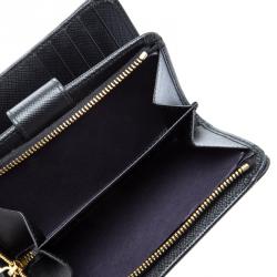 Pre Owned Prada Black Saffiano Metal Leather Zippy Wallet