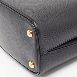 Pre Owned Prada Black Saffiano Cuir Leather Small Panier Top Handle Bag