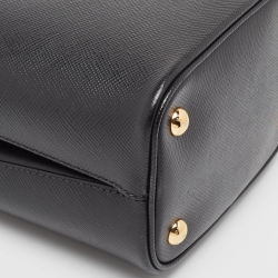 Pre Owned Prada Black Saffiano Cuir Leather Small Panier Top Handle Bag