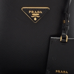 Pre Owned Prada Black Saffiano Cuir Leather Small Panier Top Handle Bag