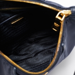 Pre Owned Prada Navy Blue Tessuto Nylon and Leather Flap Crossbody Bag