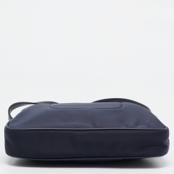 Pre Owned Prada Navy Blue Tessuto Nylon and Leather Flap Crossbody Bag