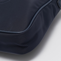 Pre Owned Prada Navy Blue Tessuto Nylon and Leather Flap Crossbody Bag