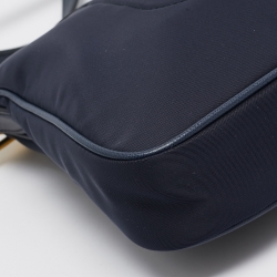 Pre Owned Prada Navy Blue Tessuto Nylon and Leather Flap Crossbody Bag