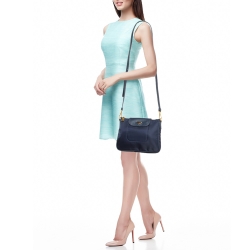Pre Owned Prada Navy Blue Tessuto Nylon and Leather Flap Crossbody Bag