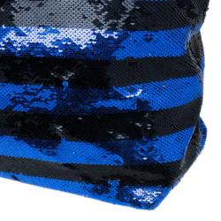 Pre Owned Prada Blue and Black Sequin Tote