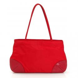 Pre Owned Prada Red Tessuto Nylon/Leather Tote