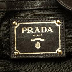 Pre Owned Prada Dark Green Gaufre Nylon Tote