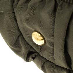 Pre Owned Prada Dark Green Gaufre Nylon Tote