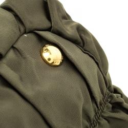 Pre Owned Prada Dark Green Gaufre Nylon Tote