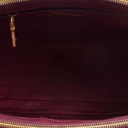 Pre Owned Prada Burgundy Saffiano Lux Leather Double Zip Tote