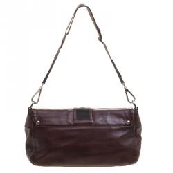 Pre Owned Prada Brown Leather Shoulder Bag