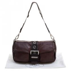 Pre Owned Prada Brown Leather Shoulder Bag
