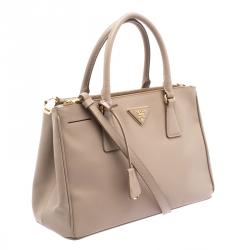 Pre Owned Prada Blush Pink Saffiano Lux Leather Double Zip Tote