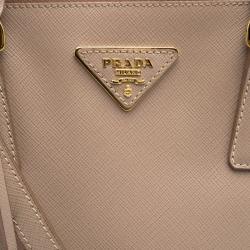 Pre Owned Prada Blush Pink Saffiano Lux Leather Double Zip Tote