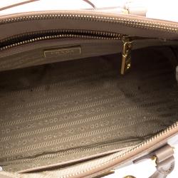 Pre Owned Prada Blush Pink Saffiano Lux Leather Double Zip Tote