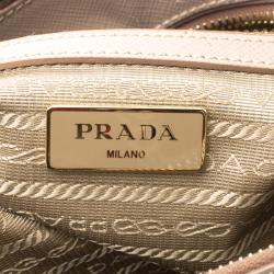 Pre Owned Prada Blush Pink Saffiano Lux Leather Double Zip Tote
