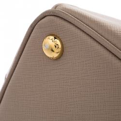 Pre Owned Prada Blush Pink Saffiano Lux Leather Double Zip Tote