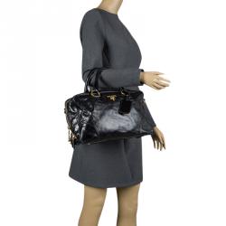 Pre Owned Prada Black Aged Leather Satchel