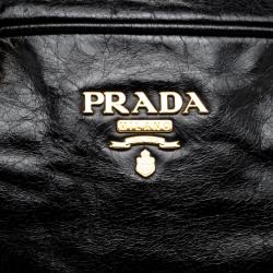 Pre Owned Prada Black Aged Leather Satchel