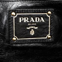 Pre Owned Prada Black Aged Leather Satchel