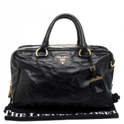 Pre Owned Prada Black Aged Leather Satchel