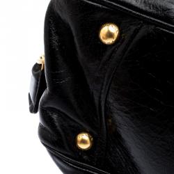 Pre Owned Prada Black Aged Leather Satchel