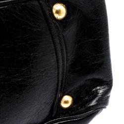 Pre Owned Prada Black Aged Leather Satchel