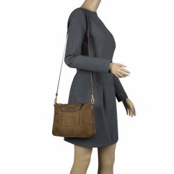Pre Owned Prada Brown Tessuto Saffiano Crossbody Bag
