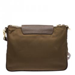 Pre Owned Prada Brown Tessuto Saffiano Crossbody Bag