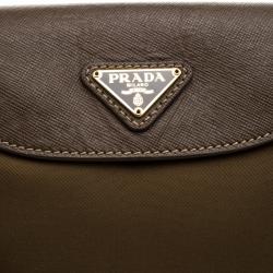 Pre Owned Prada Brown Tessuto Saffiano Crossbody Bag