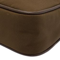Pre Owned Prada Brown Tessuto Saffiano Crossbody Bag