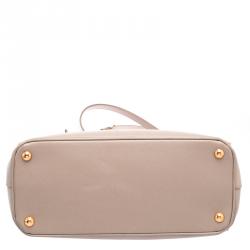 Pre Owned Prada Beige Saffiano Lux Leather Double Zip Tote