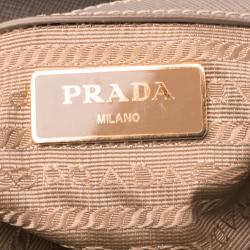 Pre Owned Prada Beige Saffiano Lux Leather Double Zip Tote
