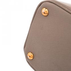 Pre Owned Prada Beige Saffiano Lux Leather Double Zip Tote