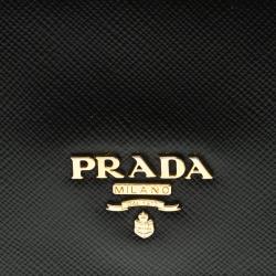 Pre Owned Prada Black Saffiano Metal Leather Continental Wallet