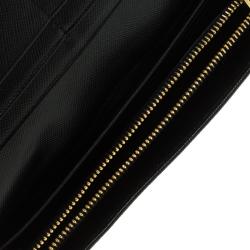 Pre Owned Prada Black Saffiano Metal Leather Continental Wallet