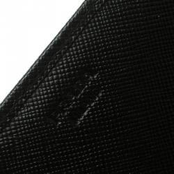 Pre Owned Prada Black Saffiano Metal Leather Continental Wallet