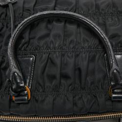 Pre Owned Prada Black Gaufre Nylon Satchel